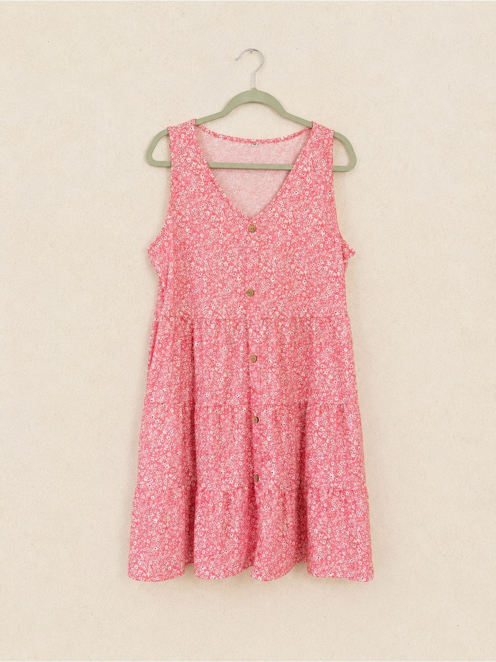 Women Pink Floral Button-Front Sundress